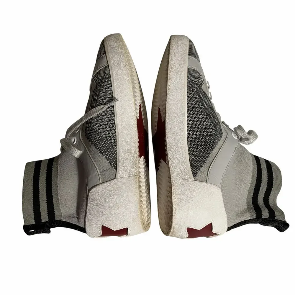 ASH Sock Style Knit High Top Sneakers Gray White Red Star EU 38